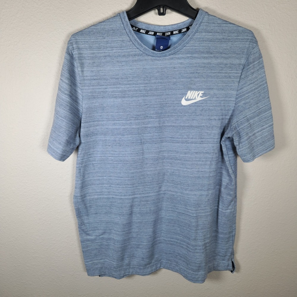 Nike Men's Medium Blue Heathered Dri-FIT Short Sleeve T-Shirt Athletic Casual